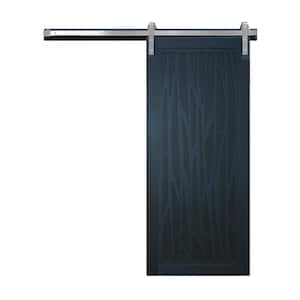 36 in. x 84 in. Howl at the Moon Admiral Wood Sliding Barn Door with Hardware Kit in Black