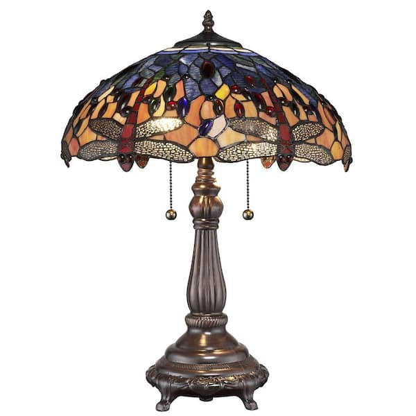 Serena D'italia Tiffany Red Dragonfly 25 in. Bronze Table Lamp