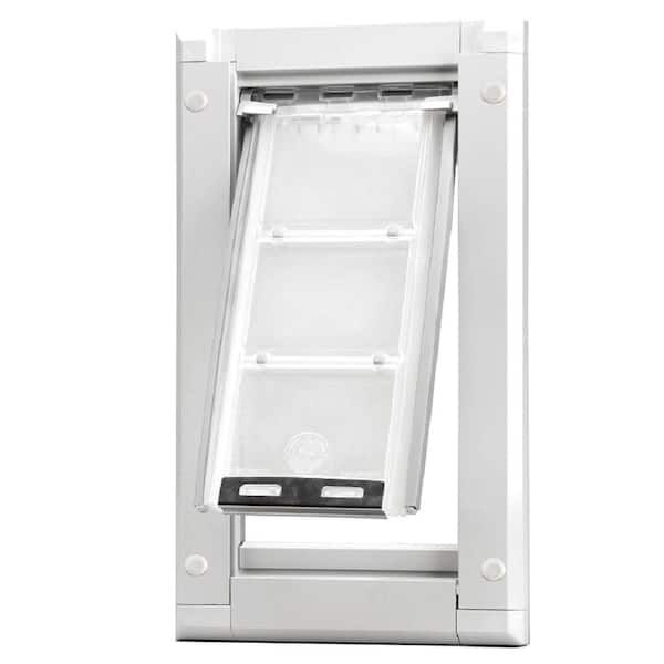 Endura Flap 6 in. x 11 in. Small Single Flap for Doors with White Aluminum Frame