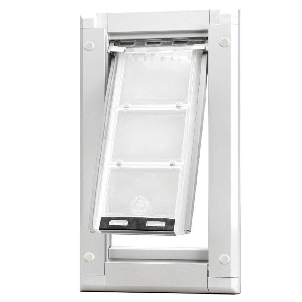UPC 873653002734 product image for 8 in. x 15 in. Medium Single Flap for Doors Pet Door with White Aluminum Frame | upcitemdb.com