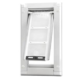 8 in. x 15 in. Medium Single Flap for Doors Pet Door with White Aluminum Frame