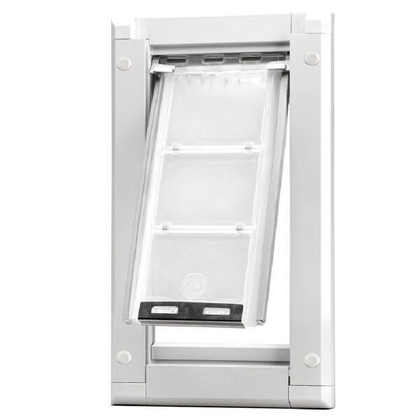 Endura Flap 8 in. x 15 in. Medium Single Flap for Doors Pet Door with White Aluminum Frame