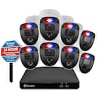 Enforcer 8-Channel 1080p 1TB DVR Surveillance System with 8 Police-Style Flashing light cameras and Yard Stake