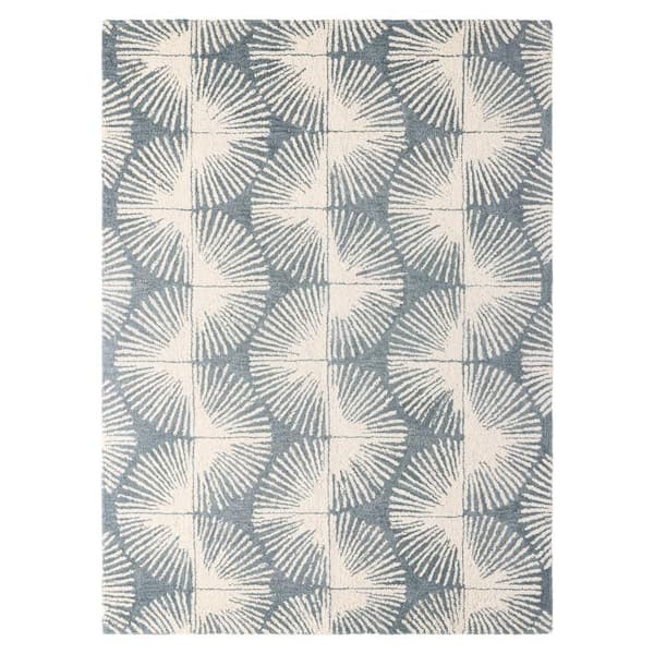 Grey 8 ft. x 10 ft. Kendall Fluted Geo Handcrafted Wool Area Rug
