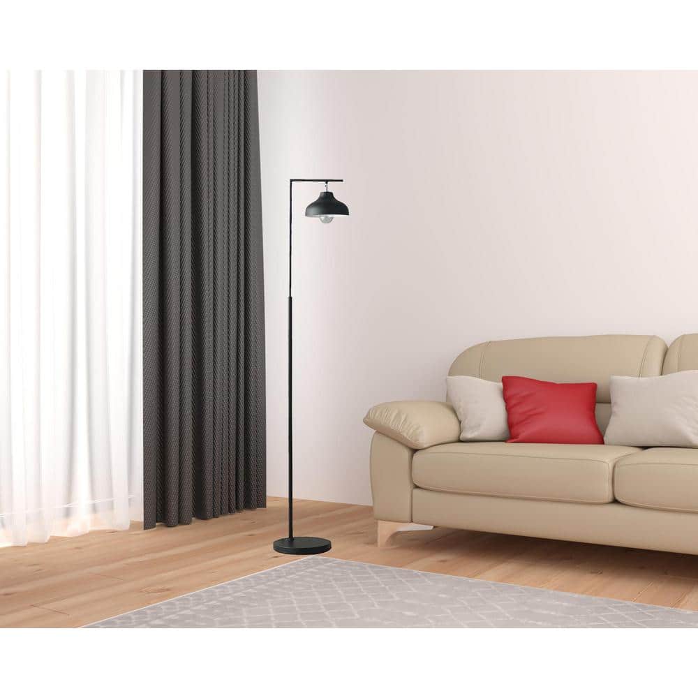 Matte Black Metal Industrial Architect Floor Lamp, 63.25"