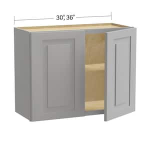 Grayson Pearl Gray Painted Plywood Shaker Assembled Wall Kitchen Cabinet Soft Close 30 in W x 12 in D x 24 in H