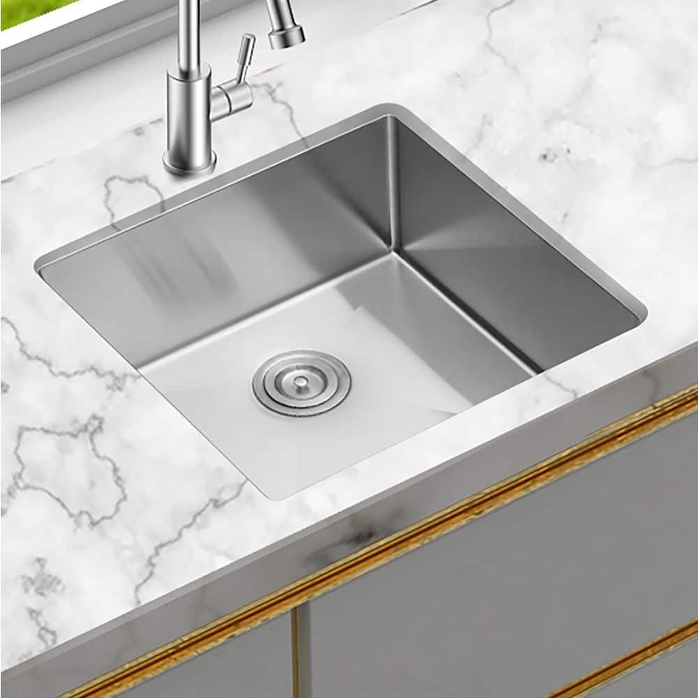 21 in. Undermount Single Bowl 16 Gauge Brushed Nickel Stainless Steel Kitchen Sink with Drain Assembly price history on PriceWatchPro