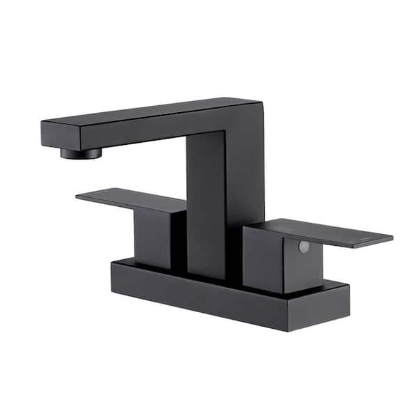 4 in. Centerset 2-Handles Bathroom Sink Faucet in Matte Black