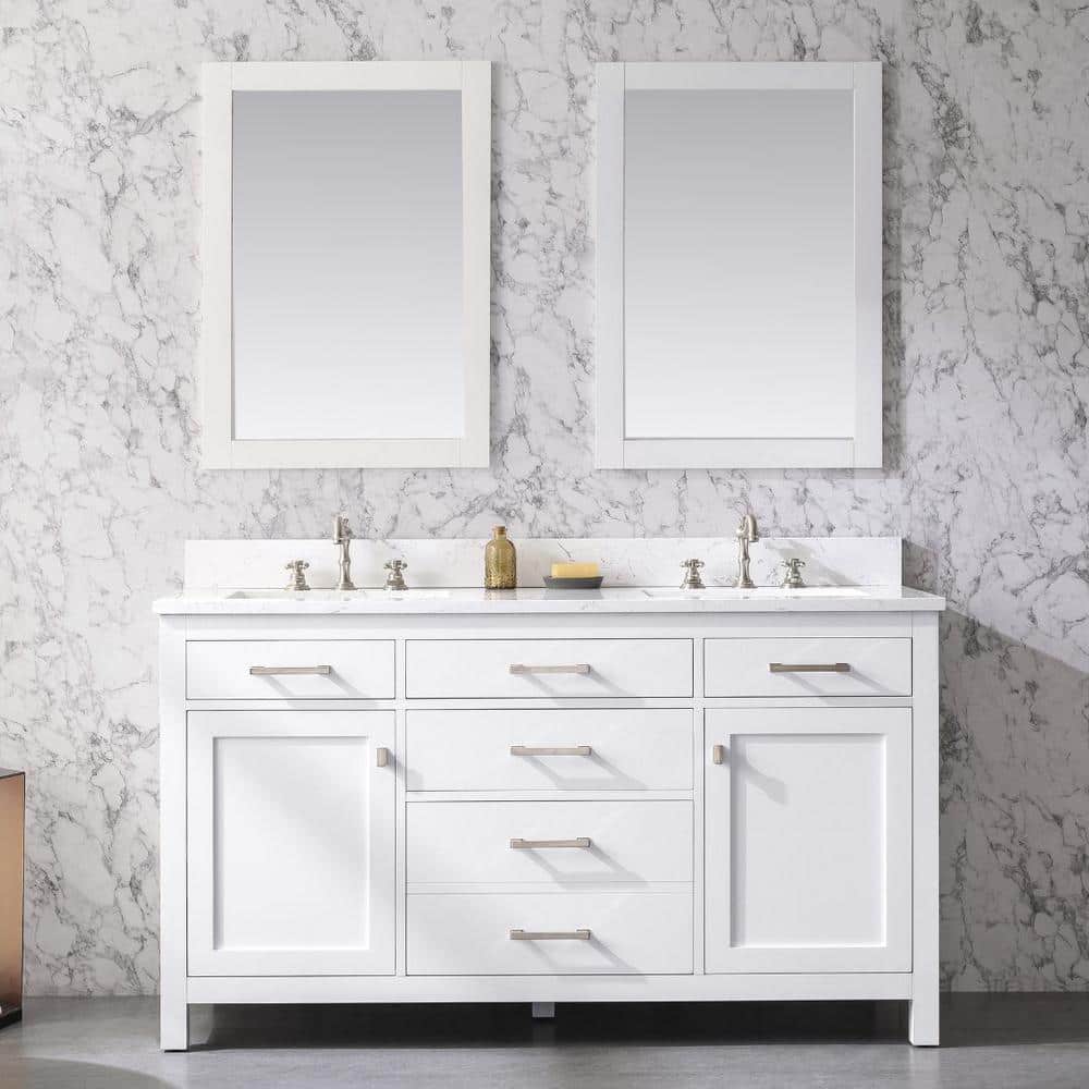 Jasper 60'' White Double Freestanding Bathroom Vanity
