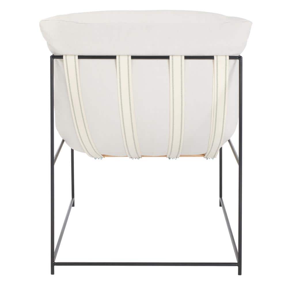 Ivory Pillow Top Luxe Accent Chair with Black Iron Frame