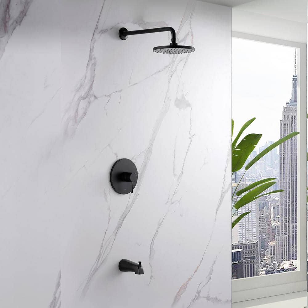 Matte Black Rainfall Wall Mounted Shower Faucet Set