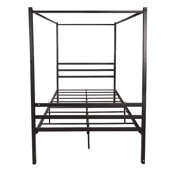 Unbranded 54.72 in. W Black Full Size Metal Canopy Bed Frame with Simple Silhouette
