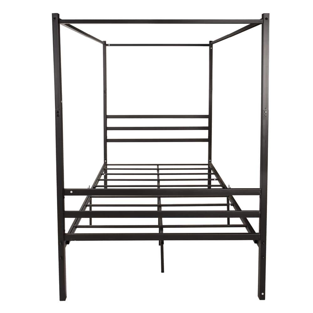 78 in. W Black Metal Canopy Bed Frame Full Platform Bed