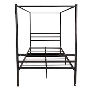 78 in. W Black Metal Canopy Bed Frame Full Platform Bed