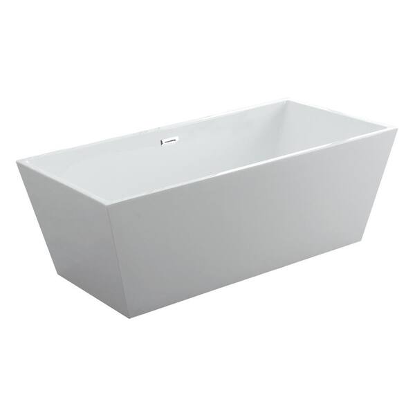Eisen Home Athena 65.5 in. Acrylic Flatbottom Bathtub in White