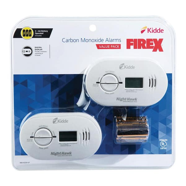2-PACK Carbon Monoxide Alarm Detector with LCD Display & Battery Operated 