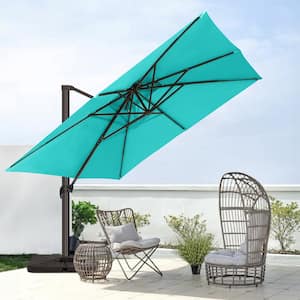 10 ft. x 10 ft. Sq. Cantilever Patio Umbrella with Weighted Base in Peacock Blue