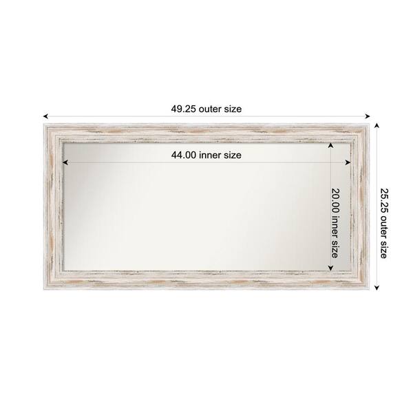Amanti Art Alexandria Whitewash 49.25 in. x 25.25 in. Custom Non-Beveled Wood Framed Bathroom Vanity Wall Mirror