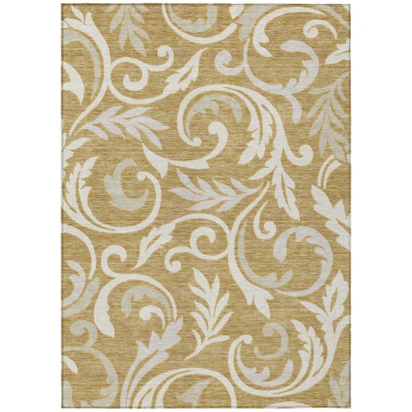 Chantille Machine Washable Indoor/Outdoor Abstract ACN3102 Gold 5 ft. x 7 ft. 6 in. Area Rug