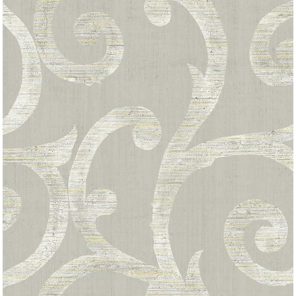 Seabrook Designs Eaglecrest Scroll Metallic Gold, Greige, & Cream Paper ...
