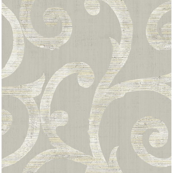 Seabrook Designs Eaglecrest Scroll Metallic Gold, Greige, & Cream Paper Strippable Roll (Covers 56.05 sq. ft.)