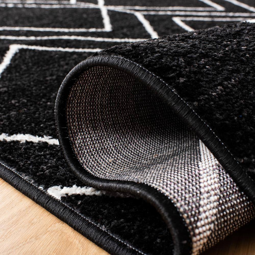 Adirondack Black and Ivory Geometric Square Area Rug