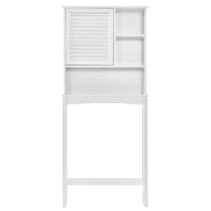 White 28 in. W x 64 in. H x 8 in. D Over-The-Toilet Storage Bathroom SpaceSaver with Adjustable Shelf With Doors