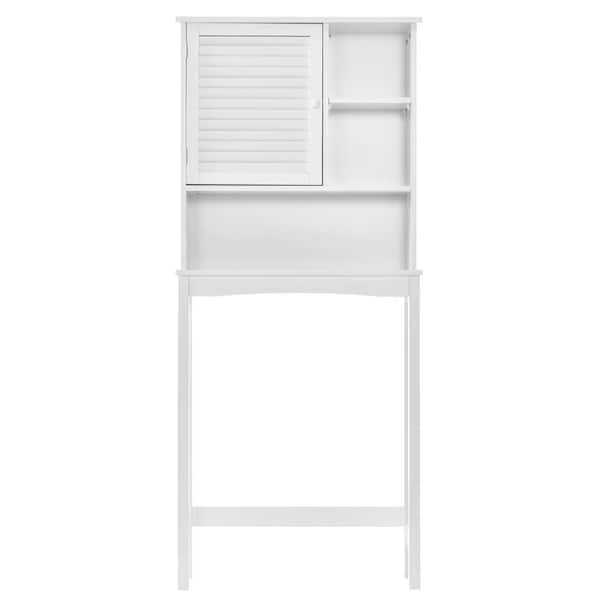 Miscool White 28 in. W x 64 in. H x 8 in. D Over-The-Toilet Storage Bathroom SpaceSaver with Adjustable Shelf With Doors