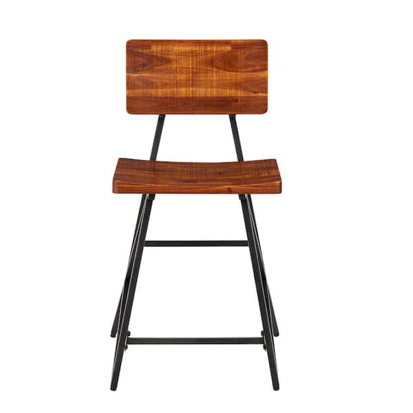 INK+IVY TRESTLE 23.75 in. Reclaimed Brown/Gun Metal Wood Counter Stool ...