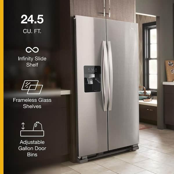 Whirlpool 24.6 cu. ft. Side by Side Refrigerator in Fingerprint