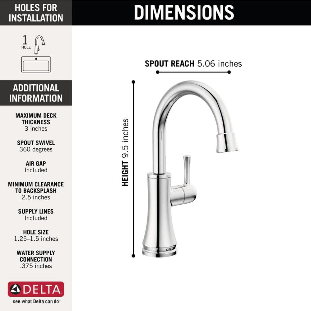 Transitional Stainless Steel Chrome Cold Water Dispenser Faucet