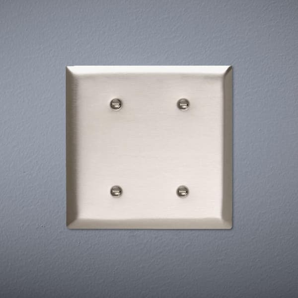 Pass & Seymour 302/304 S/S 2 Gang 2 Strap Mounted Blank Wall Plate, Stainless Steel (1-Pack)