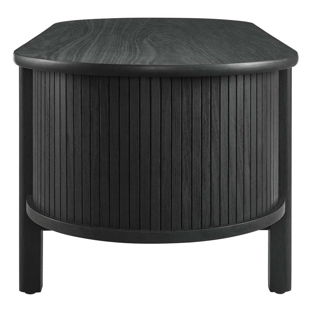 Cadence Black Oval Wood Coffee Table with Storage