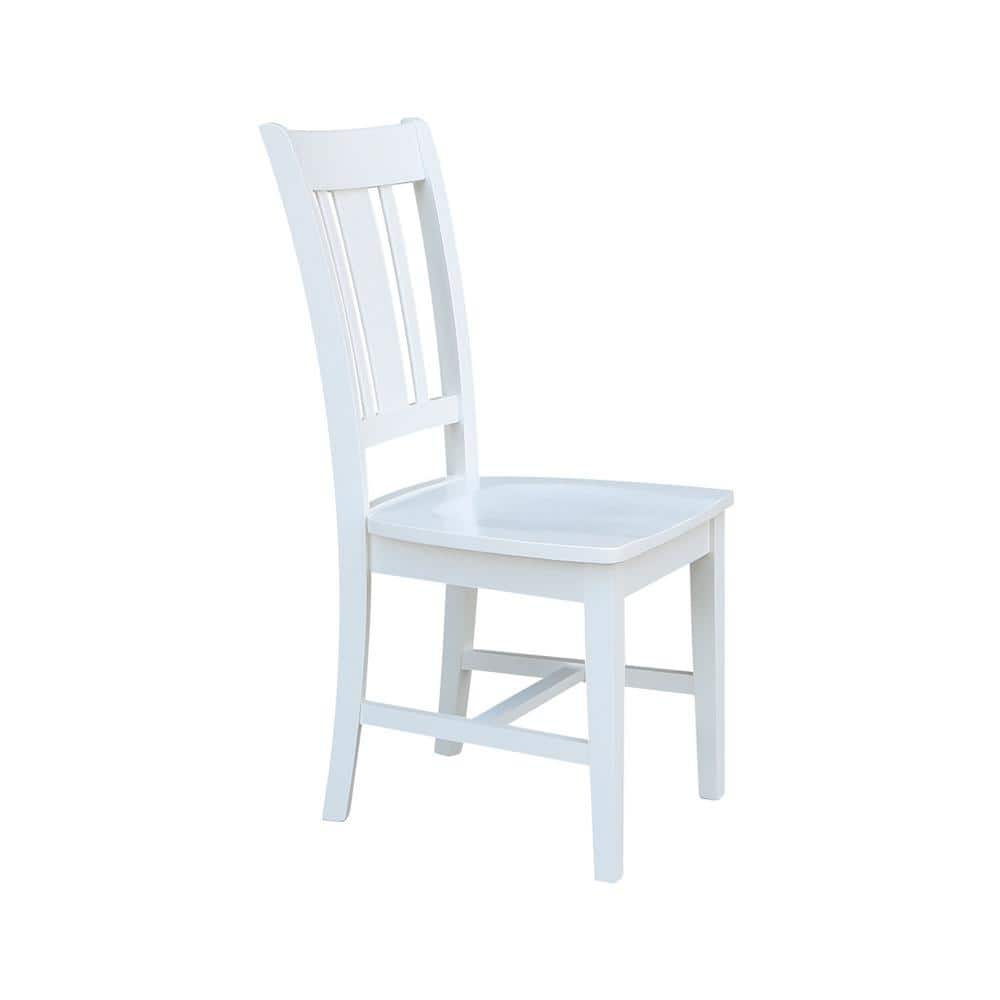 White High Back Solid Wood Slat Dining Chair Set