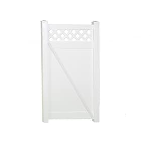 Glenshire 3 .5 ft. W x 6 ft. H White Vinyl Privacy Lattice Top Fence Gate Kit