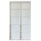 72 in. x 81 in. Tranquility White Wood Frame Glass Panels Back Painted Interior Sliding Door