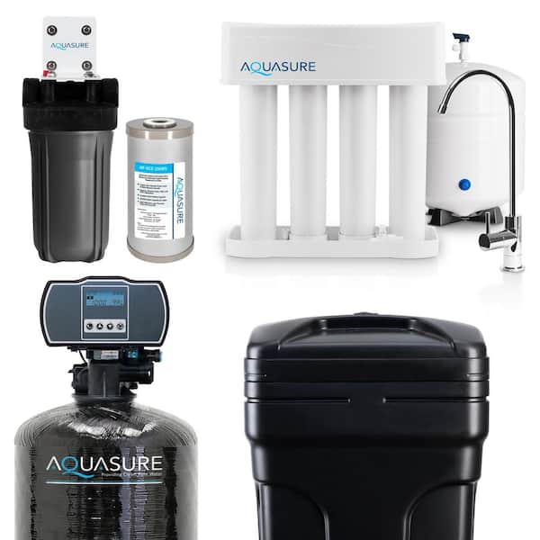 AQUASURE Whole House Filtration with 64,000 Grain Water Softener, Reverse Osmosis System and Sediment-GAC Pre-filter