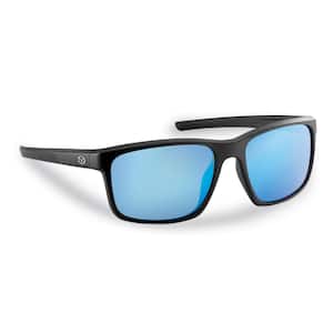 Rip Current Polarized Sunglasses in Black Frame with Smoke Blue Mirror Lens