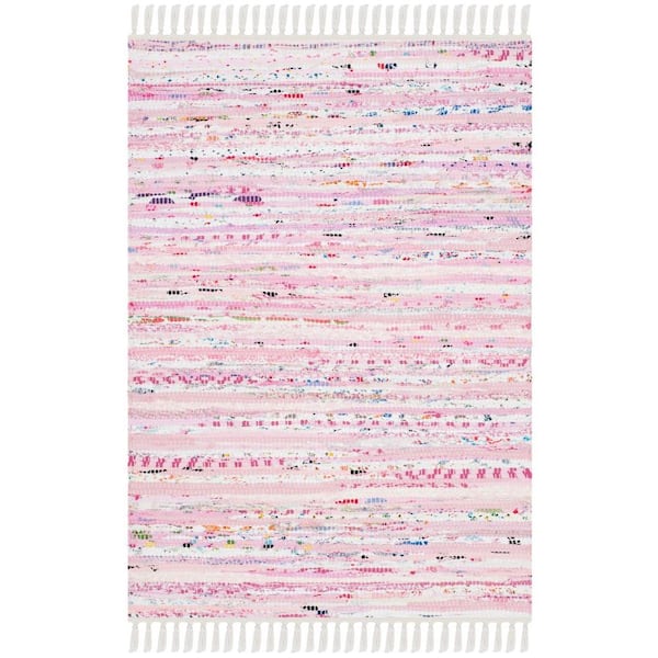 SAFAVIEH Rag Rug Light Pink/Multi Doormat 3 ft. x 4 ft. Striped Area Rug