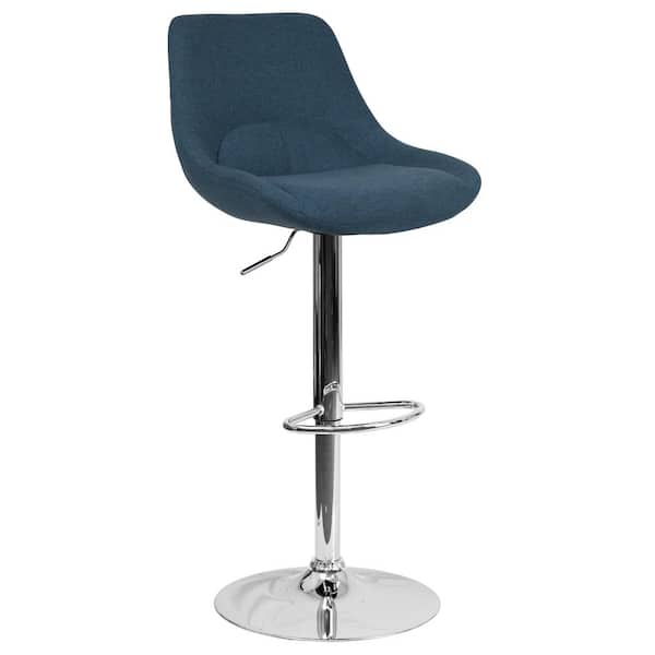 Carnegy Avenue 44.5 in. Blue Fabric Adjustable Bar Stool