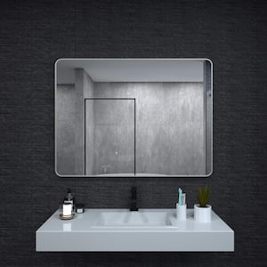 48 in. W x 36 in. H Rectangular Framed Wall Bathroom Vanity Mirror in Brushed Nickel