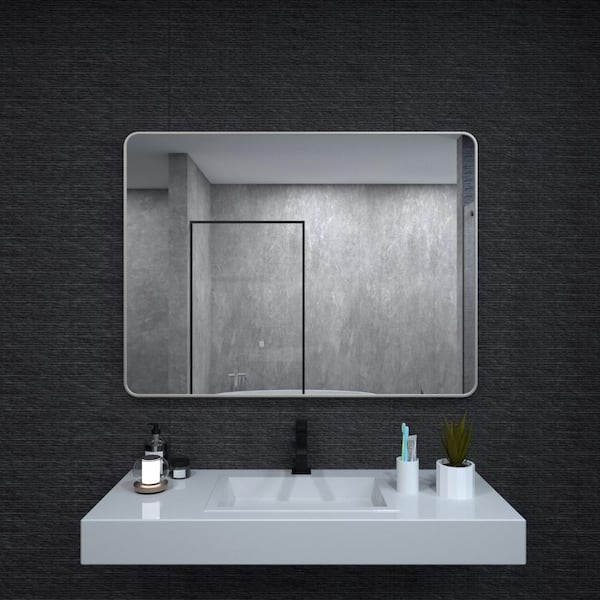 niveal 48 in. W x 36 in. H Rectangular Framed Wall Bathroom Vanity Mirror in Brushed Nickel