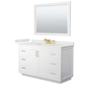 Miranda 54 in. W x 22 in. D x 33.75 in. H Single Bath Vanity in White with White Quart Top and 46 in. Mirror