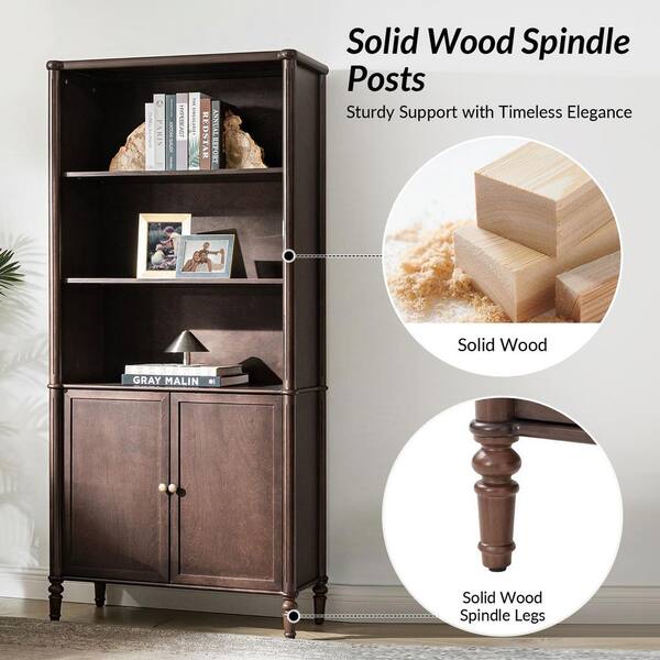 JAYDEN CREATION Roland 76 in. Tall Auburn Wood 5-Shelf Storage
