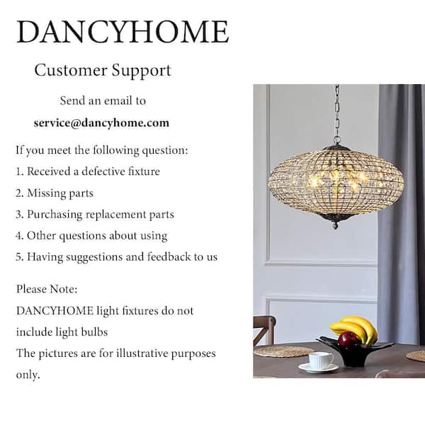 DANCYHOME 25 in. 6-Light Antique Bronze Chandelier with Vintage