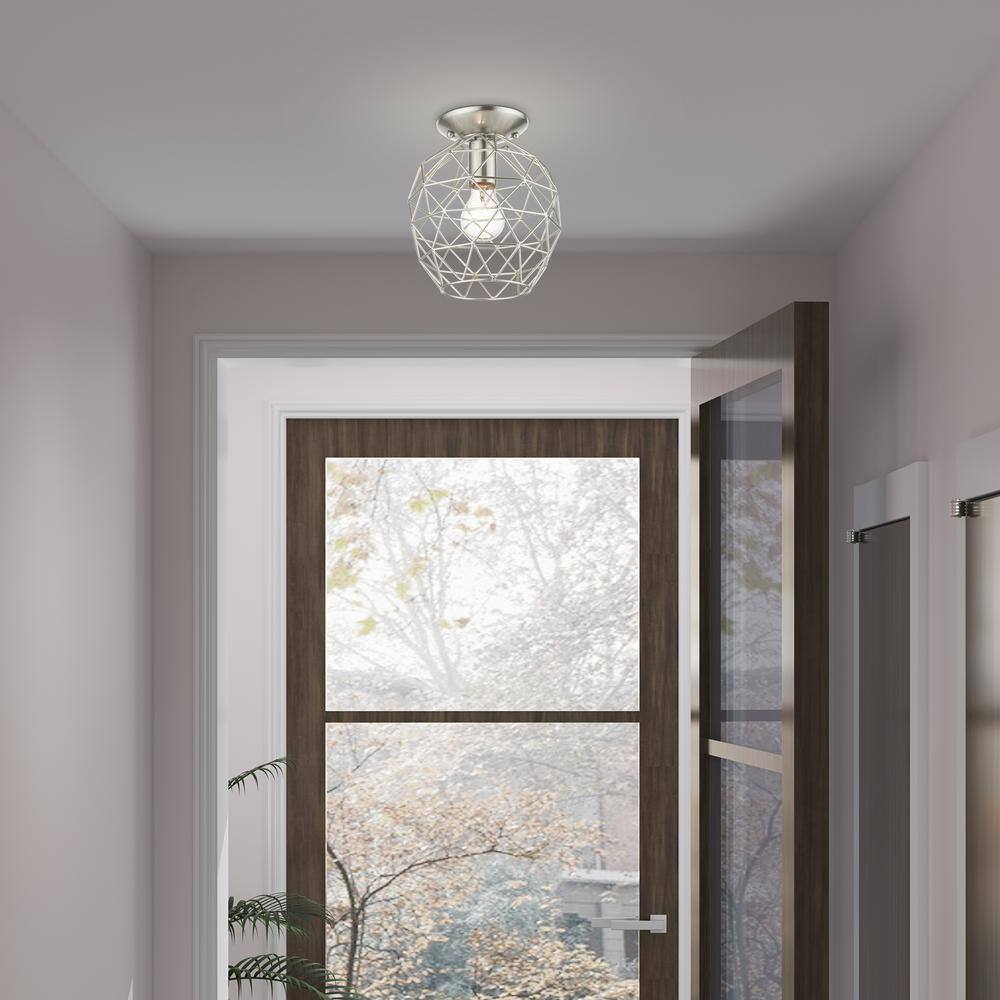 Geometrix Brushed Nickel 8" Contemporary Flush Mount Light