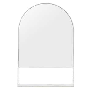 Yuriko 24 in. W x 36 in. H Iron Arch Modern White Shelf Mirror