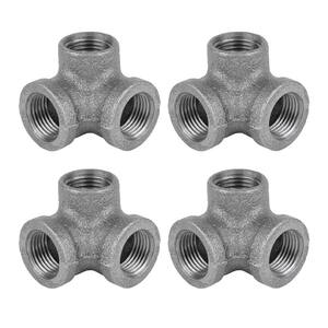 3/8 in. Black Malleable Iron FPT x FPT x FPT 90 degree Side Outlet Elbow Fitting (4-Pack)