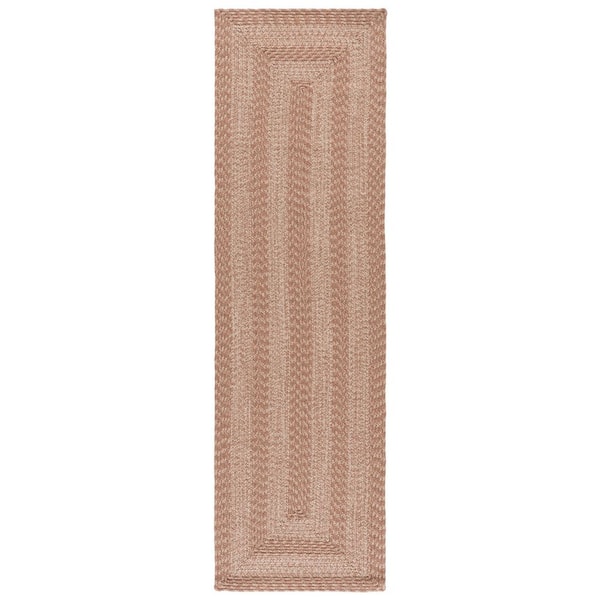 Braided 2 ft. x 8 ft. Beige Basket Weave Washable Runner Rug