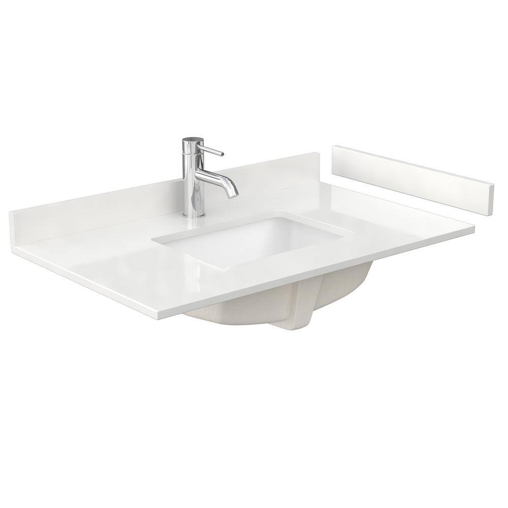 Maroni Light Straw Wood Single Bathroom Vanity with White Quartz Top